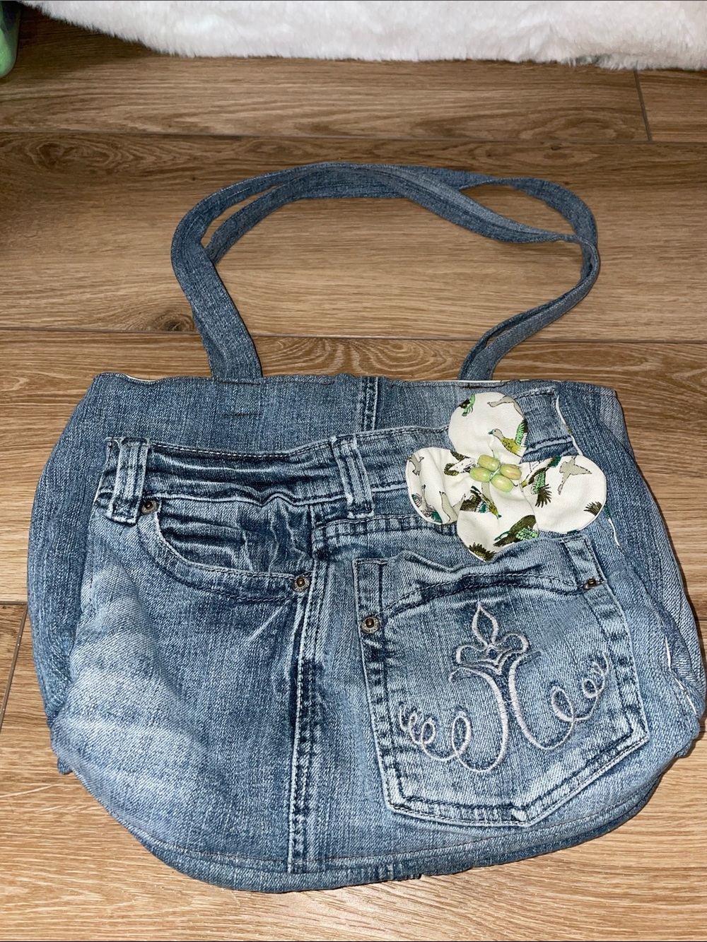 Handmade Upcycled Blue Denim Jean Bag
